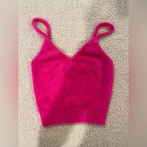 For Love and Lemons Hot Pink Fuzzy Top